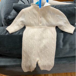Ralph Lauren Cashmere Woven-Collar Coverall
